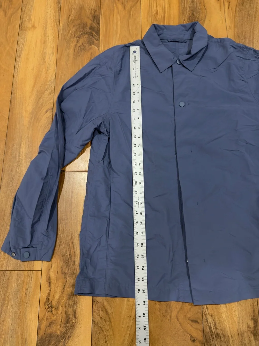 COS Men’s Blue Technical Overshirt Jacket Hidden Snap Front Lightweight Size M